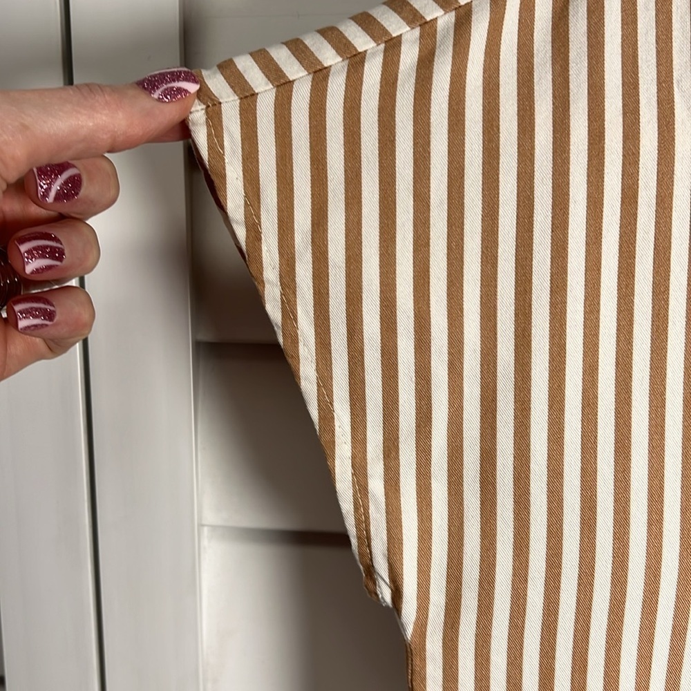 Madewell Striped Button Back Easy V-Neck Dress Size XXS Stripe Earthen Clay - Picture 7 of 11